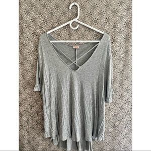 Gray Front Cross Straps Mossimo top